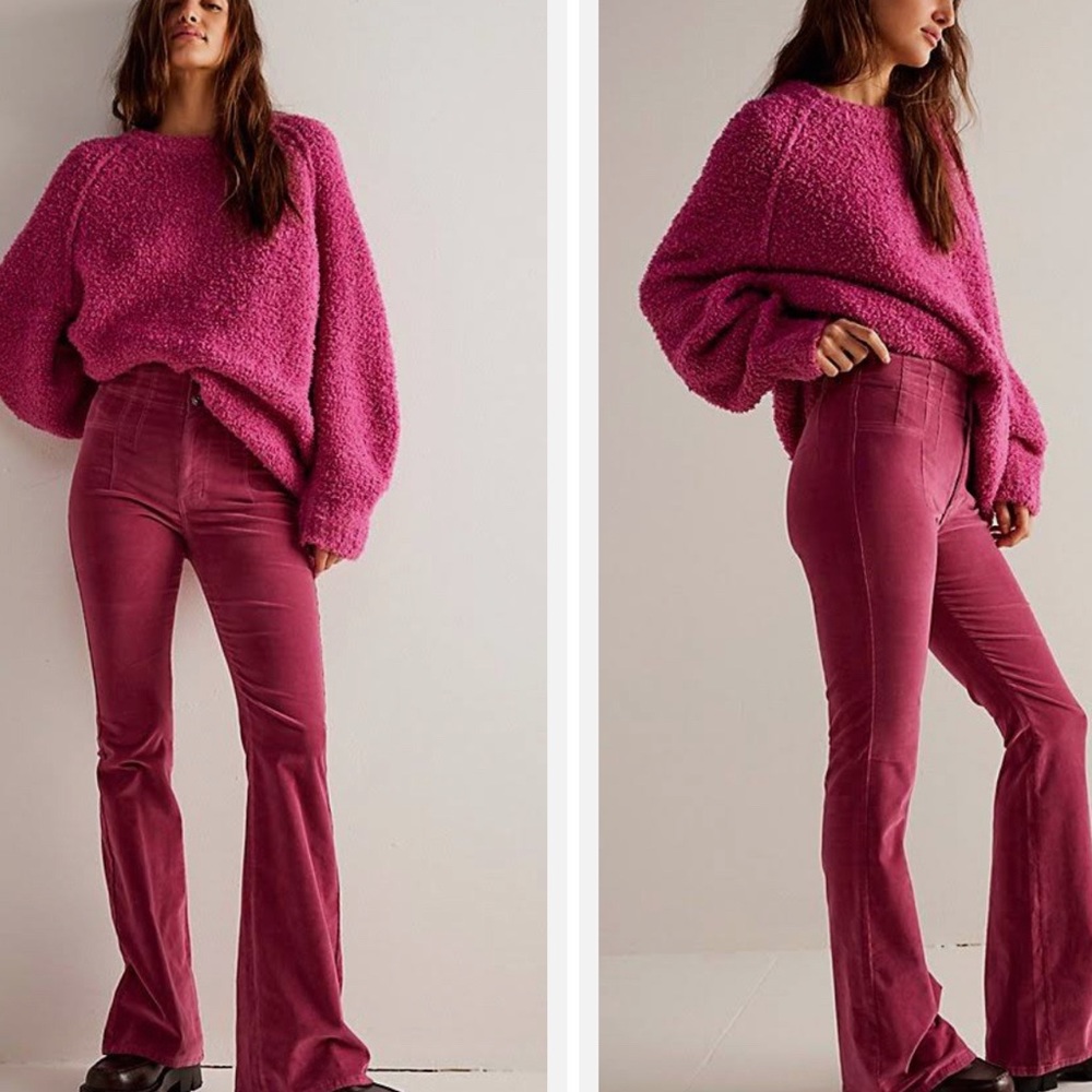 NWT Free People Jayde High Rise Pink Corduroy Jeans